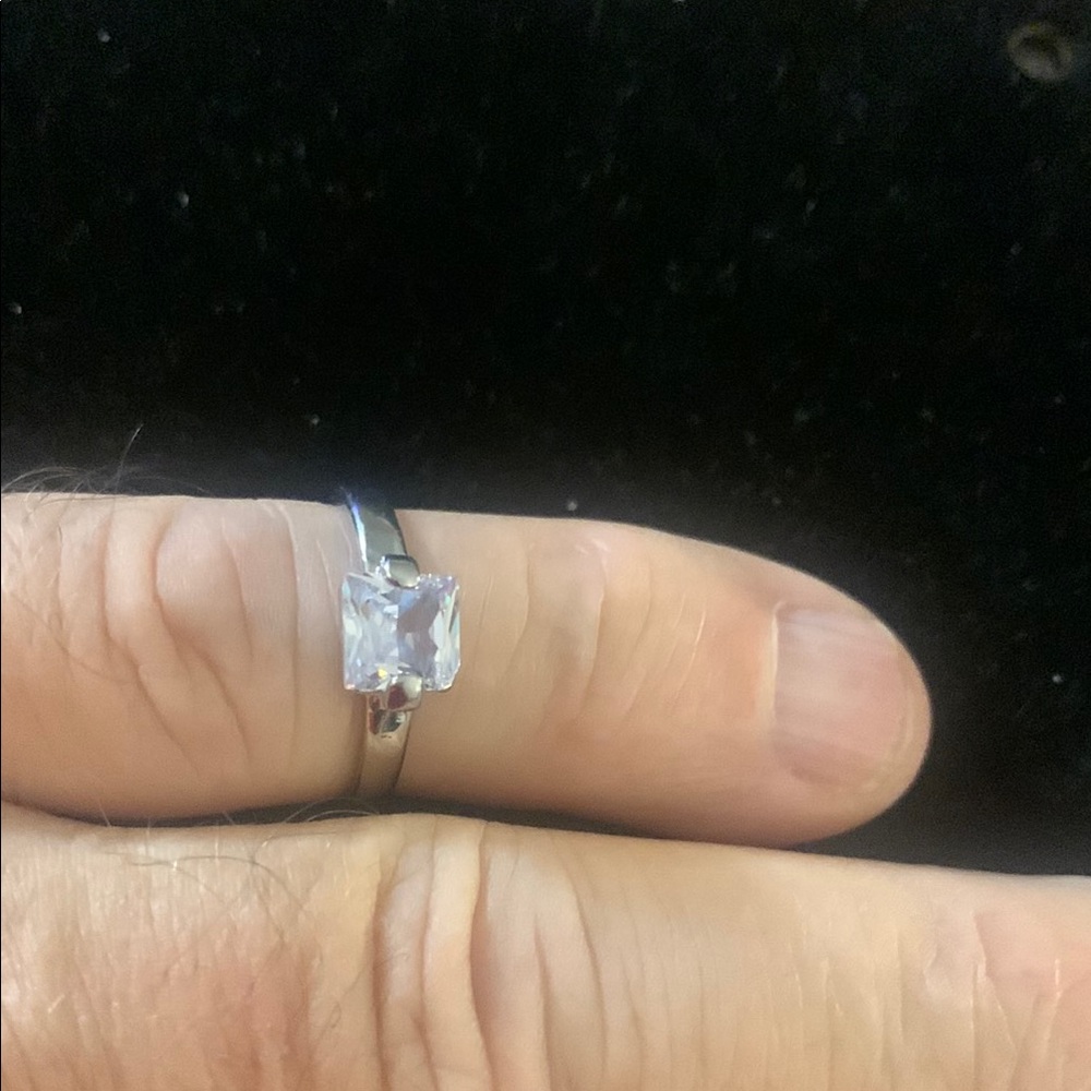 Elegant Silver Ring with Clear Stone Bogo